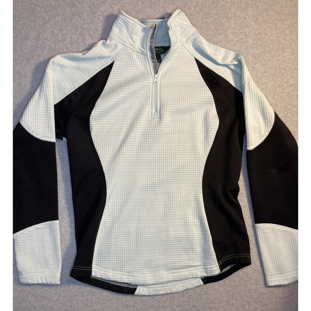 Eddie Bauer W Sz M Thermal 3/4 Zip Pullover Waffle Fleece Athletic Cozy Outdoor